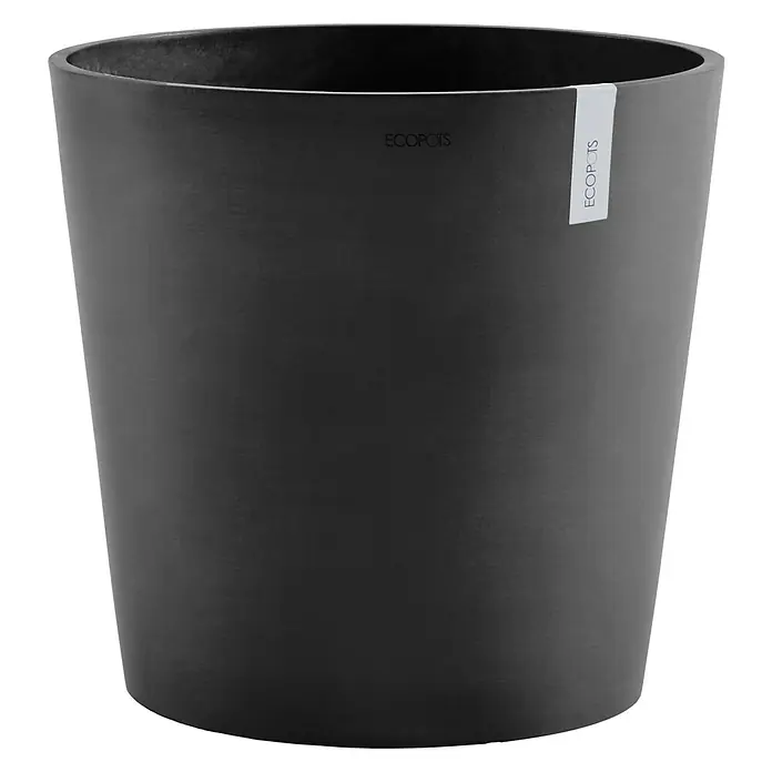 Ecopots Amsterdam Pflanztopf - Außenmaß (Ø x H): 50 x 44 cm, Kunststoff, Dunkelgrau - Vorderansicht