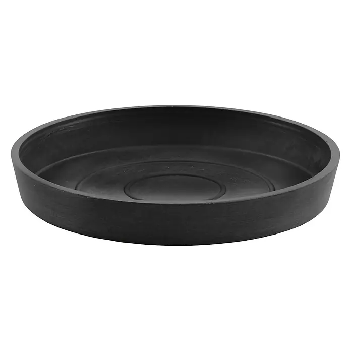 Ecopots Blumentopf-Untersetzer Amsterdam - Außenmaß (Ø x H): 18 x 2,5 cm, Kunststoff, Dunkelgrau - Diagonale Ansicht
