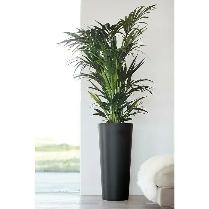 Ecopots Amsterdam Pflanzsäule rund - Außenmaß (Ø x H): 32,5 x 70 cm, Kunststoff, Dunkelgrau - Stimmungsaufnahme