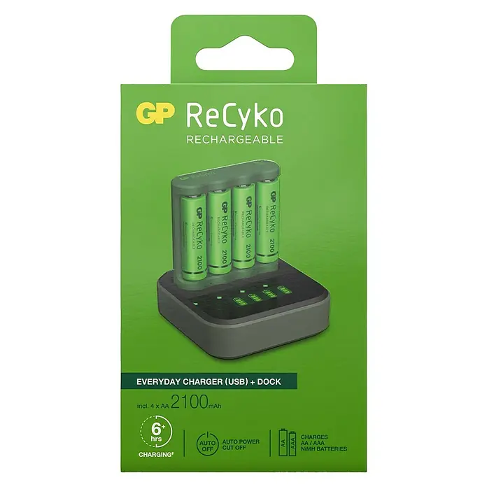 GP ReCyko Batterijoplader - Passend bij: AA en AAA - Vooraanzicht