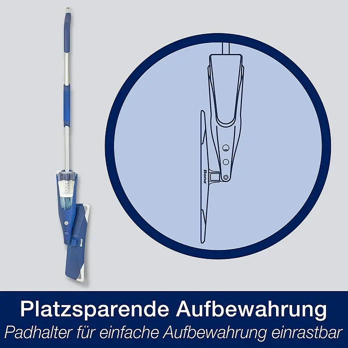 Bona Spray Mop für Holzfußböden - Mikrofaser, 1 x Bona Spray Mop, 1 x Bona Spray Mop Refiller (Kartusche), 1 x Bona Mikrofaser-Reinigungspad - Anwendungsbeispiel