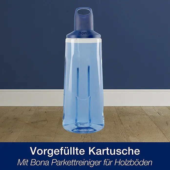 Bona Spray Mop für Holzfußböden - Mikrofaser, 1 x Bona Spray Mop, 1 x Bona Spray Mop Refiller (Kartusche), 1 x Bona Mikrofaser-Reinigungspad - Anwendungsbeispiel