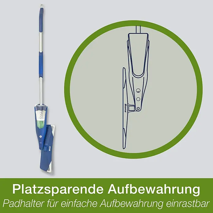 Bona Spray Mop für Fliesen- und Laminatböden - Mikrofaser, 1 x Bona Spray Mop, 1 x Bona Spray Mop Refiller (Kartusche), 1 x Bona Mikrofaser-Reinigungspad - Anwendungsbeispiel