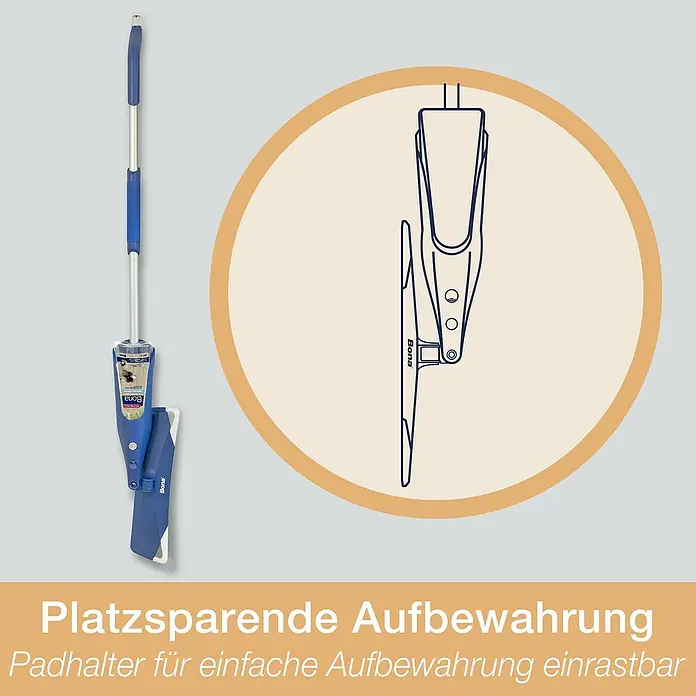 Bona Spray Mop für geölte Holzfußböden - 1 x Spray Mop, 1 x nachfüllbare Kartusche mit 850 ml Reinigungsmittel, 1 x Microfaser-Reinigungspad - Anwendungsbeispiel