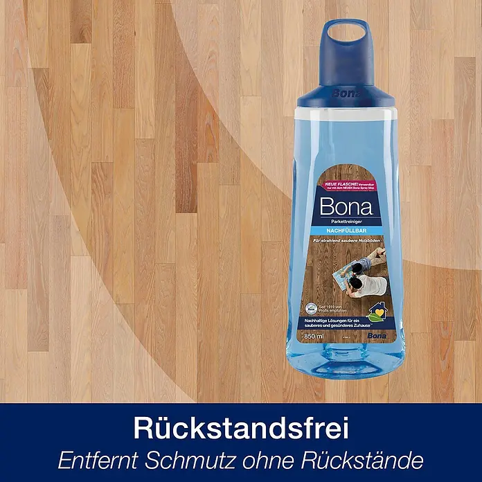 Bona Parkettreiniger - 0,85 l, Sprühreiniger-Kartusche - Anwendungsbeispiel