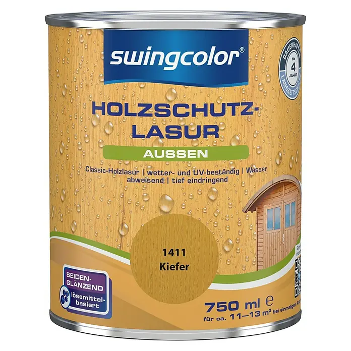 swingcolor Holzschutzlasur - Kiefer, 750 ml, Seidenglänzend, Lösemittelbasiert, Alkydharz - Vorderansicht