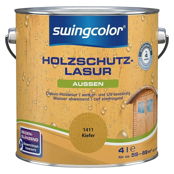 swingcolor Holzschutzlasur - Kiefer, 4 l, Seidenglänzend, Lösemittelbasiert, Alkydharz - Vorderansicht