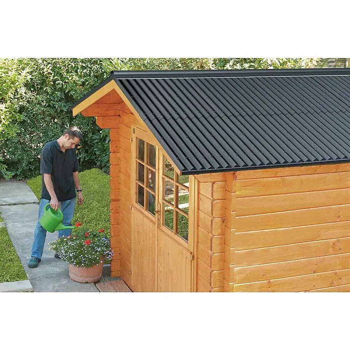 Gutta Bitumenwellplatte K11 - 200 x 83 x 3,2 cm, Bitumen, Schwarz, Rund - Anwendungsbeispiel