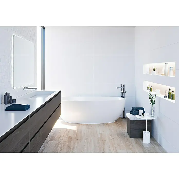 Revestimiento cerámico Segment - 30 x 60 cm, Blanco, Rectificado, Efecto piedra - Foto ambiente