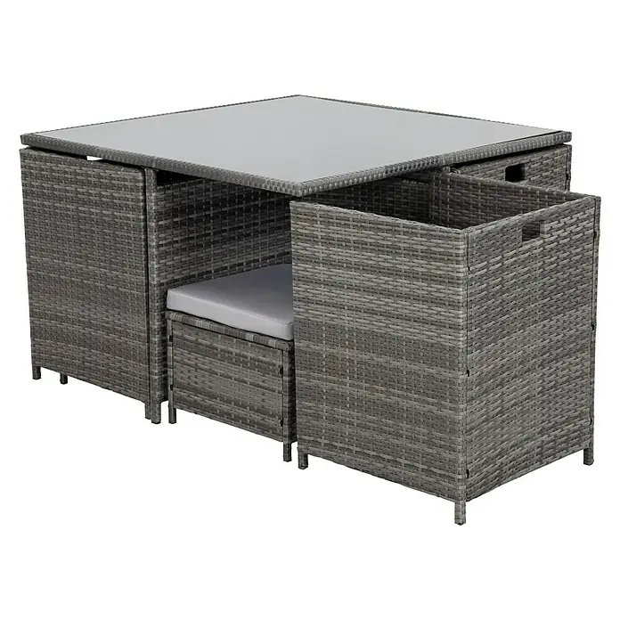 Conjunto de muebles Liv - 9 piezas, Bicolor marrón/antracita - Vista angular