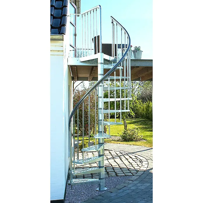 Dolle Außenspindeltreppe Gardenspin - Durchmesser: 125 cm, Geschosshöhe: 246 cm - 282 cm, Anzahl Steigungen: 12 Stk. - Stimmungsaufnahme