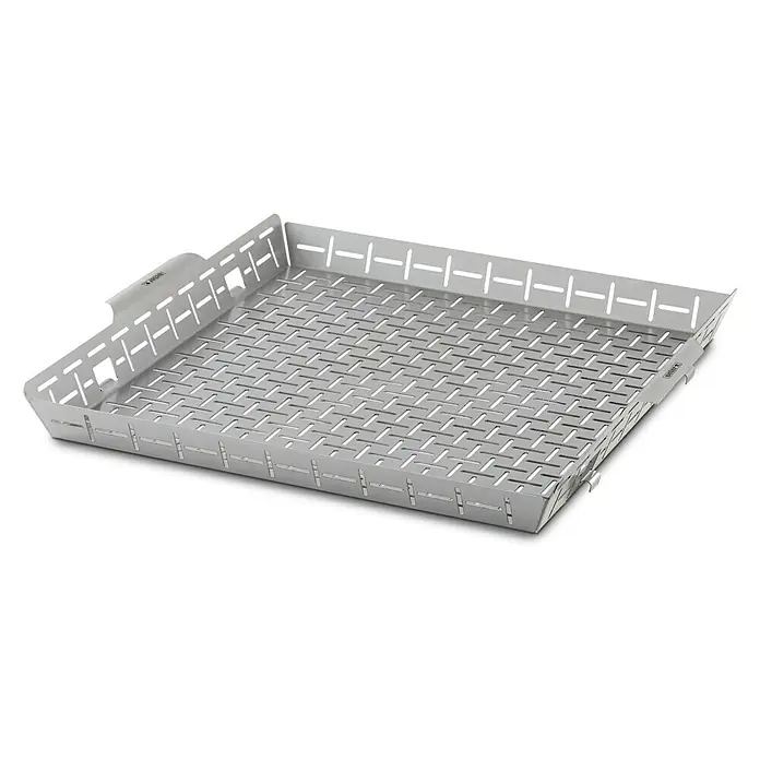 Weber Crafted Grillkorb - L x B x H: 41,4 x 43,7 x 5,1 cm, Edelstahl - Diagonale Ansicht