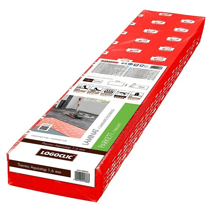 LOGOCLIC Podloga za izolaciju Thermo Aquastop - 6,02 m², Debljina: 1,6 mm - Dijagonalni pogled