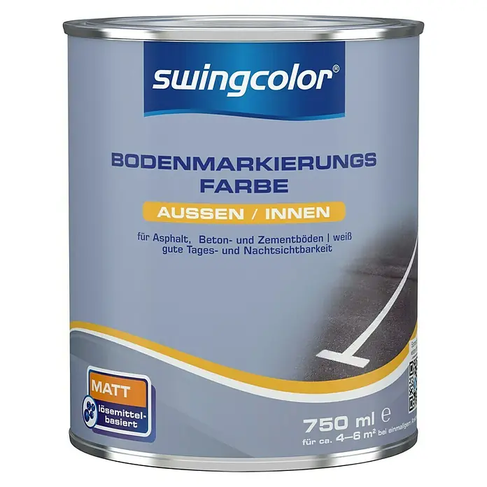 swingcolor Bodenmarkierungsfarbe - Weiß, 750 ml, Matt, Lösemittelbasiert - Vorderansicht