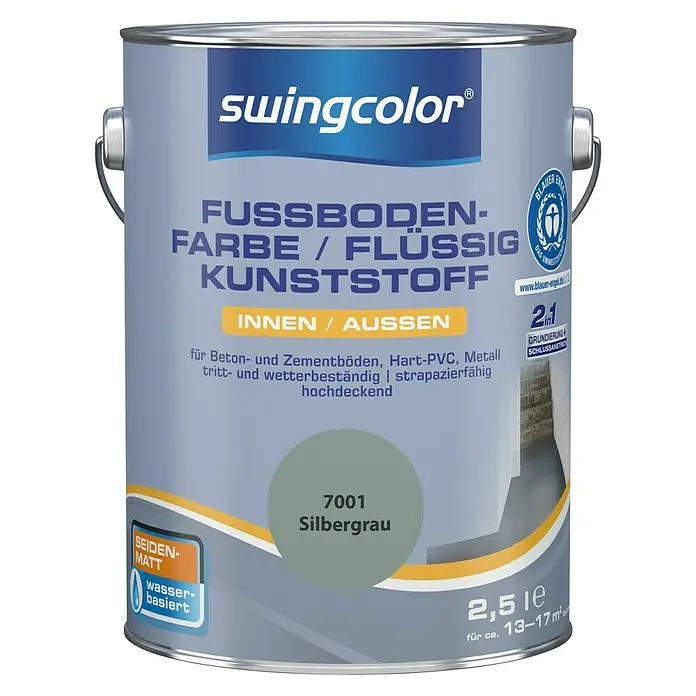 swingcolor 2in1 Flüssigkunststoff RAL 7001 - Silbergrau, 2,5 l, Seidenmatt - Vorderansicht