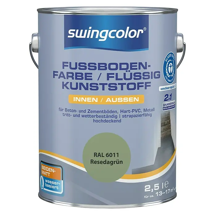 swingcolor 2in1 Flüssigkunststoff RAL 6011 - Resedagrün, 2,5 l, Seidenmatt - Vorderansicht
