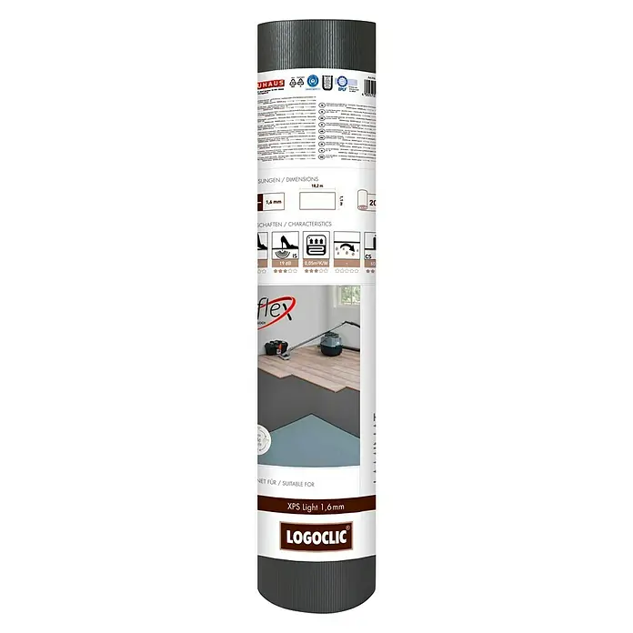 LOGOCLIC Podloga za izolaciju XPS Light - 20 m², Debljina: 1,6 mm - Pogled sprijeda