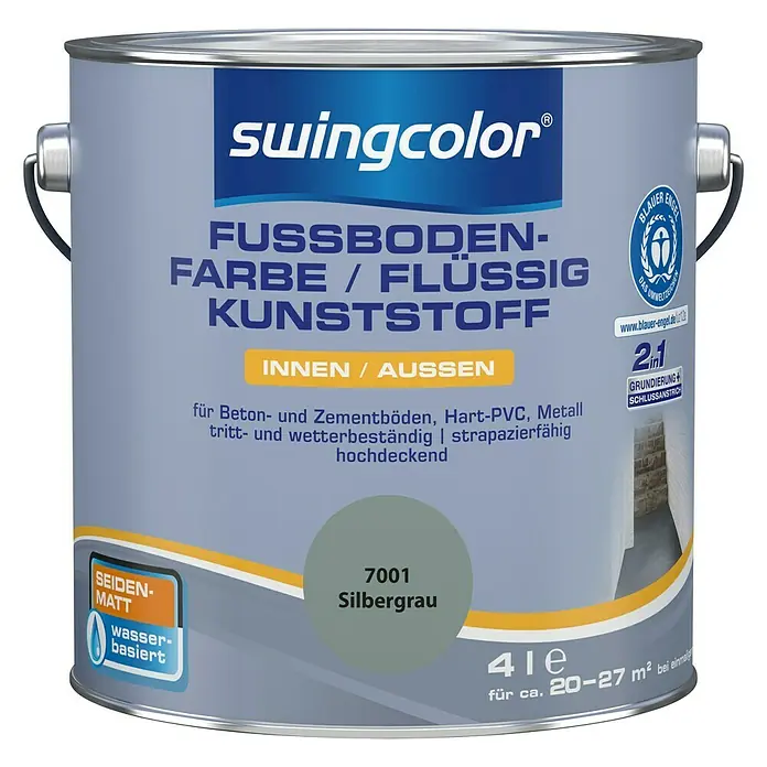 swingcolor 2in1 Flüssigkunststoff RAL 7001 - Silbergrau, 4 l, Seidenmatt - Vorderansicht