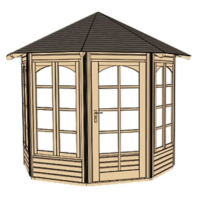 Weka Gartenpavillon 234 A - L x B x H: 365 x 336 x 300 cm, Fichte - Diagonale Ansicht