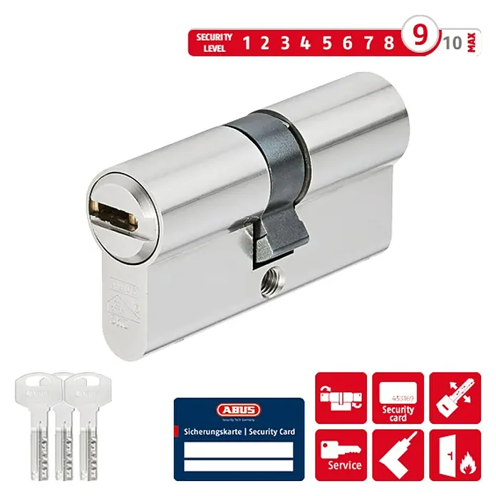 Abus Profilzylinder XD25 - Baulänge innen: 30 mm, Baulänge außen: 40 mm, Anzahl Schlüssel: 3 Stk. - Diagonale Ansicht