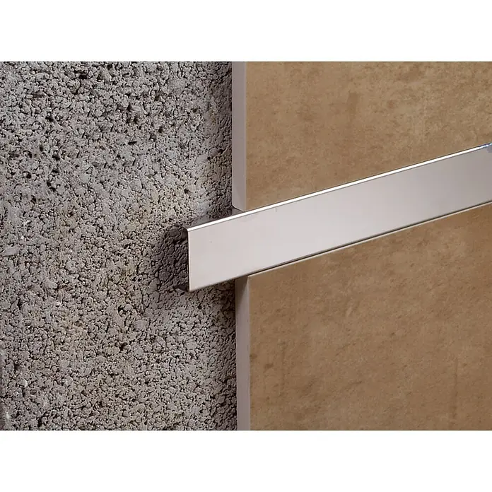 Perfil en U decorativo - 2,5 m x 15 mm x 8 mm, Acero inoxidable, Brillante - Producto en uso
