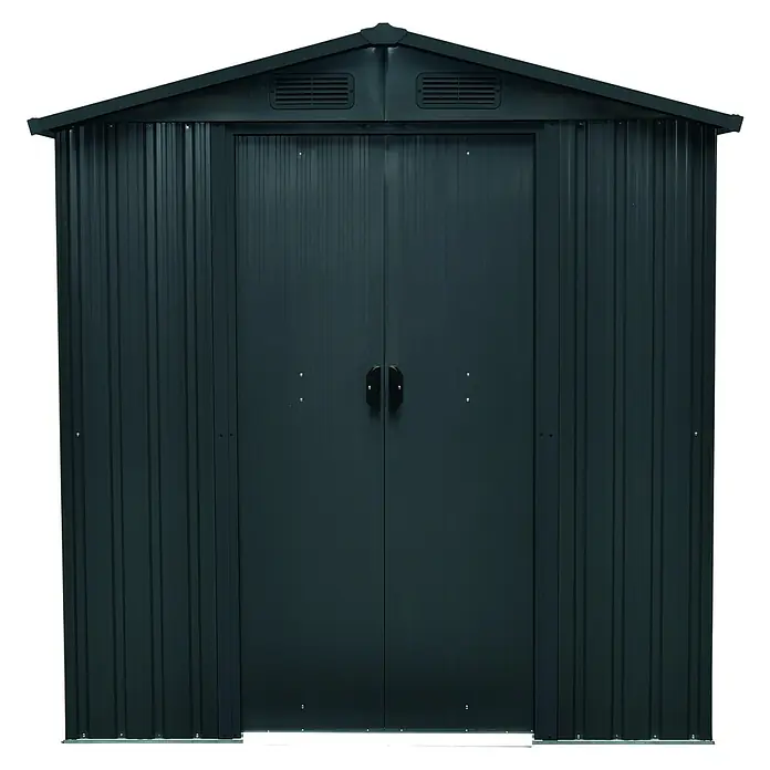 Gardol Metallgerätehaus Top Shed - L x B x H: 194 x 153 x 200 cm, Stahl, Anthrazit - Vorderansicht