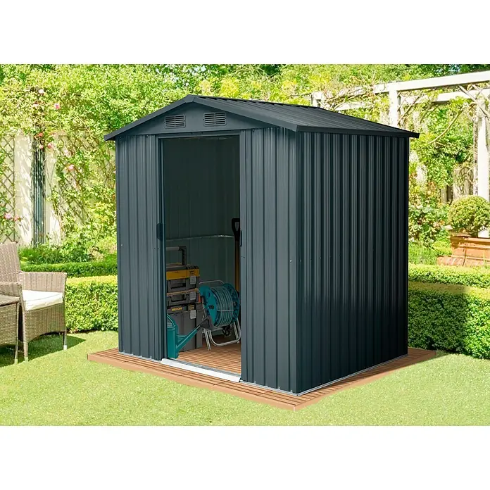 Gardol Metallgerätehaus Top Shed - L x B x H: 194 x 153 x 200 cm, Stahl, Anthrazit - Stimmungsaufnahme