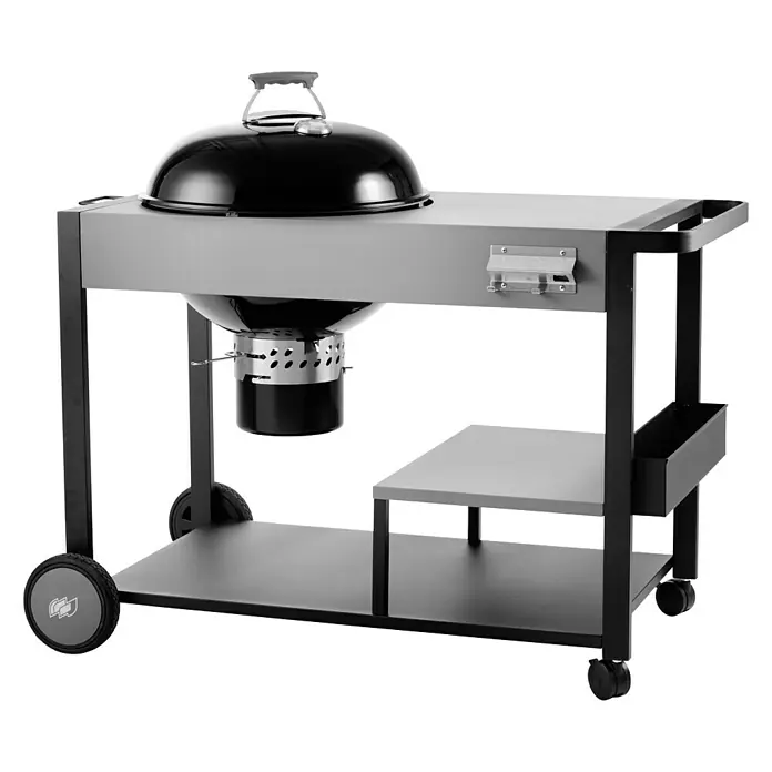 Kingstone Houtskoolbarbecue Superior Prime - Zwart/Zilver, Hoofdgrilloppervlak: 57 cm - Diagonaal zicht