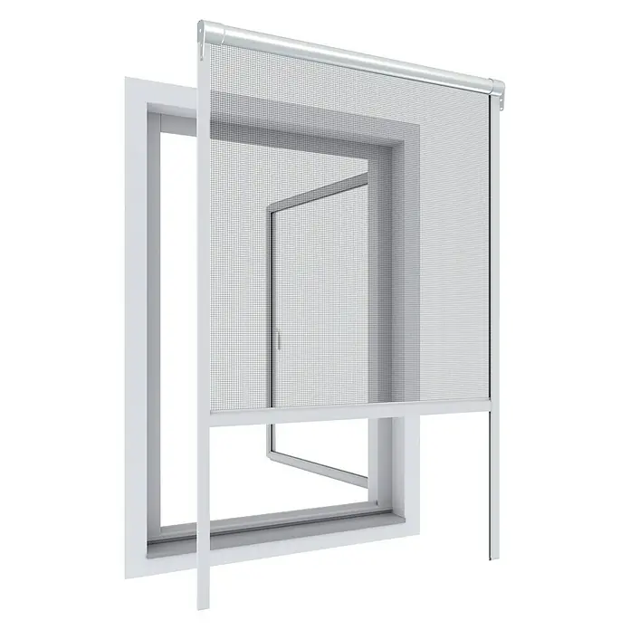 Windhager Insektenschutz-Fensterrollo Basic - B x H: 130 x 160 cm, Farbe Rahmen: Weiß, Schraubbefestigung - Diagonale Ansicht