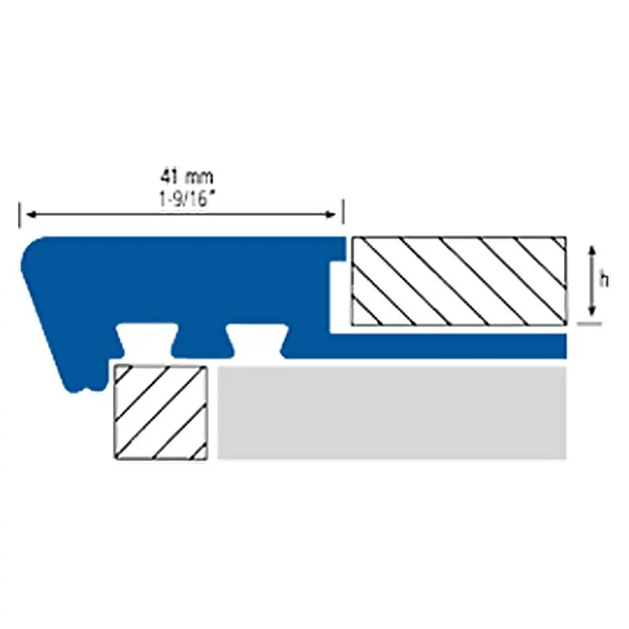 Perfil para peldaño - 2,5 m x 41 mm x 12,5 mm, PVC - Dibujo técnico
