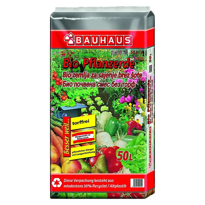 BAUHAUS Bio-Pflanzerde - 50 l, Torffrei - Vorderansicht