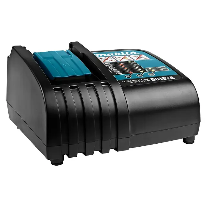 Makita Ladegerät DC18SE - Passend für: Makita Li-Ionen-Akkus 14,4 - 18 V - Diagonale Ansicht