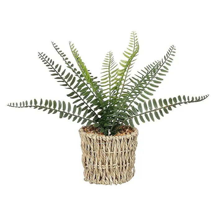 Planta artificial Helecho en maceta - Altura: 26 cm, Plástico, Verde - Vista frontal