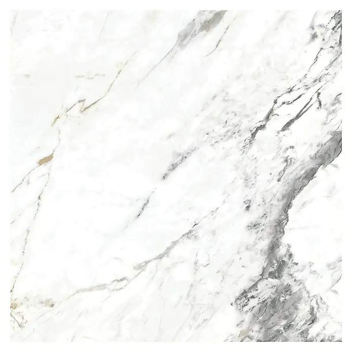 Pavimento porcelánico Tinenza - 60 x 60 cm, Blanco Carrara, Rectificado, Marmolado - Vista frontal