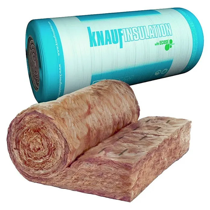 Knauf Insulation Glaswolle Trennwand-Dämmrolle TI 140 - 970 x 62,5 x 5 cm, 2 Stk. - Diagonale Ansicht