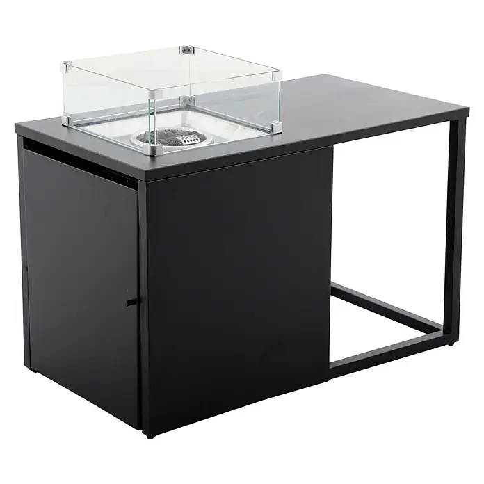 MWH Feuerstelle Palermo - 55 x 100 x 79 cm, Aluminium, Schwarz - Diagonale Ansicht