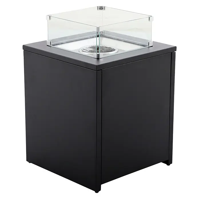 MWH Feuerstelle Palermo - 55 x 55 x 79 cm, Aluminium, Schwarz - Diagonale Ansicht
