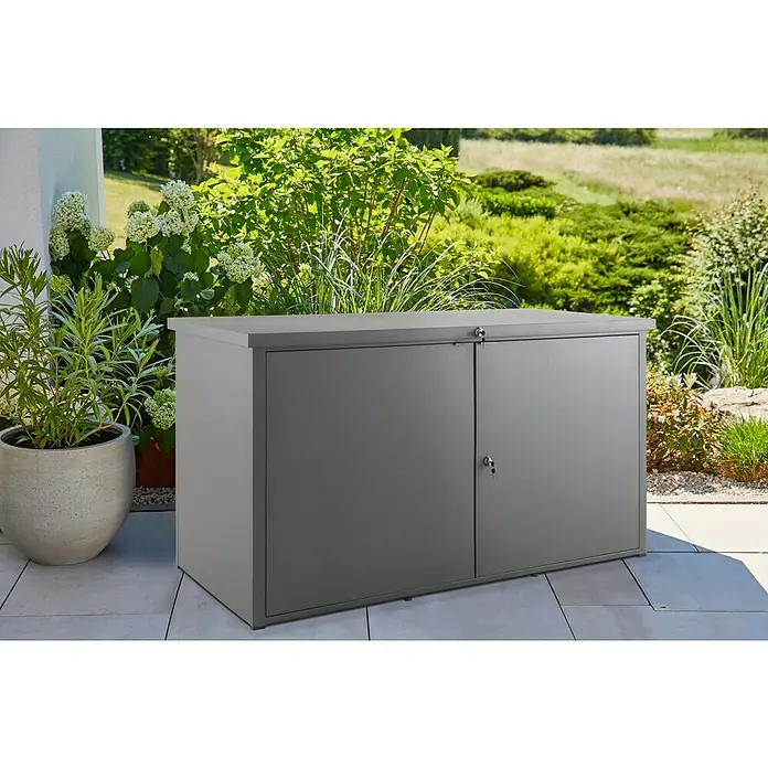 Sunfun Garten-Aufbewahrungsbox - L x B x H: 206 x 111 x 122 cm, Anthrazit - Stimmungsaufnahme