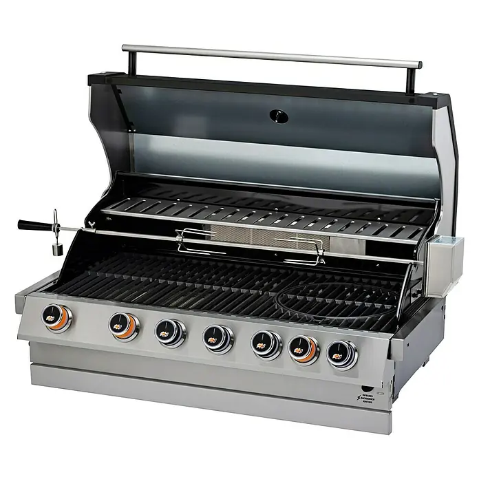 Kingstone KMS Gasgrill Cliff 605-II Built In - Anzahl Brenner: 6, Hauptgrillfläche: 89,2 x 45 cm, 14 kW, Schwarz/Silber - Diagonale Ansicht