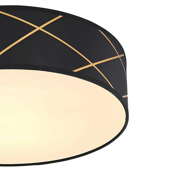 Globo LED-Deckenleuchte rund Bemmo - 24 W, Ø x H: 40 x 11 cm, Schwarz/Gold, Warmweiß - Detailaufnahme