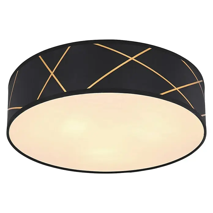 Globo Deckenleuchte rund Bemmo - 25 W, Ø x H: 40 x 12 cm, Schwarz/Gold, E27 - Ansicht von unten