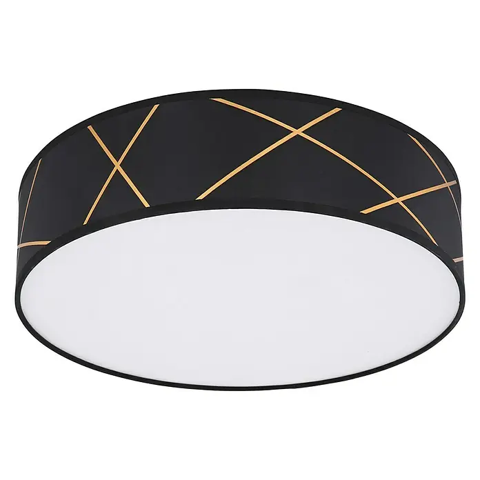 Globo Deckenleuchte rund Bemmo - 25 W, Ø x H: 40 x 12 cm, Schwarz/Gold, E27 - Ansicht von unten