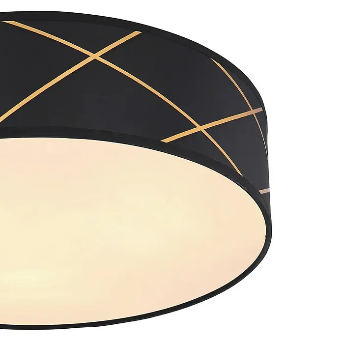 Globo Deckenleuchte rund Bemmo - 25 W, Ø x H: 40 x 12 cm, Schwarz/Gold, E27 - Detailaufnahme