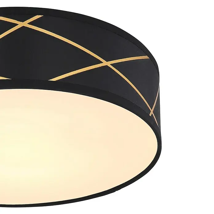 Globo LED-Deckenleuchte rund Bemmo - 12 W, Ø x H: 30 x 9 cm, Schwarz/Gold, Warmweiß - Detailaufnahme