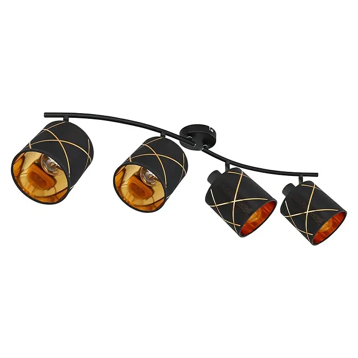Globo Deckenstrahler Bemmo - 25 W, L x B x H: 79,5 x 13 x 18,2 cm, Schwarz/Goldfarben, E27 - Ansicht von unten