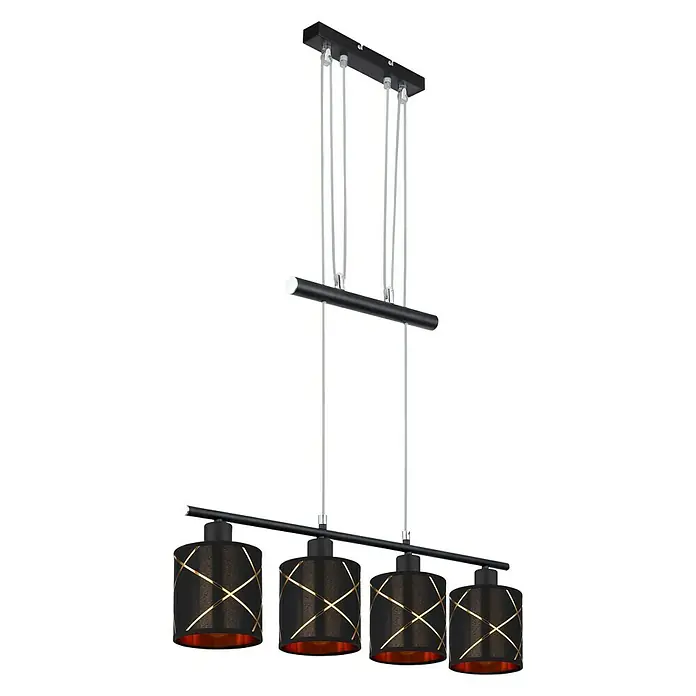 Globo Pendelleuchte Bemmo - 100 W, L x B x H: 76 x 13 x 140 cm, Schwarz/Gold, E27 - Diagonale Ansicht