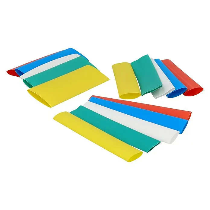 Voltomat Wärme-Schrumpfschlauch-Set - Gelb/Grün/Transparent/Rot/Blau, Gelb, Rot, Transparent, Grün, Blau, 3 x 5 Stk. - Diagonale Ansicht