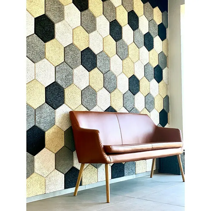 FibroTech Akustikplatte Hexagon - Schwarz, 250 x 289 x 25 mm, 18 Stk. - Stimmungsaufnahme