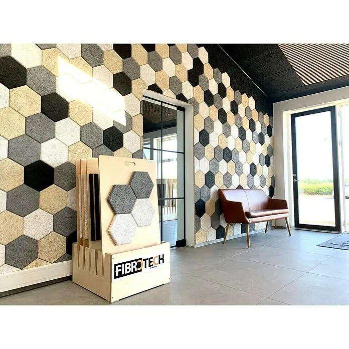 FibroTech Akustikplatte Hexagon - Schwarz, 250 x 289 x 25 mm, 18 Stk. - Stimmungsaufnahme