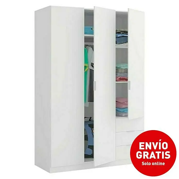 Armario para ropa Basic - L x An x Al: 52 x 121 x 180 cm, Blanco - Vista angular